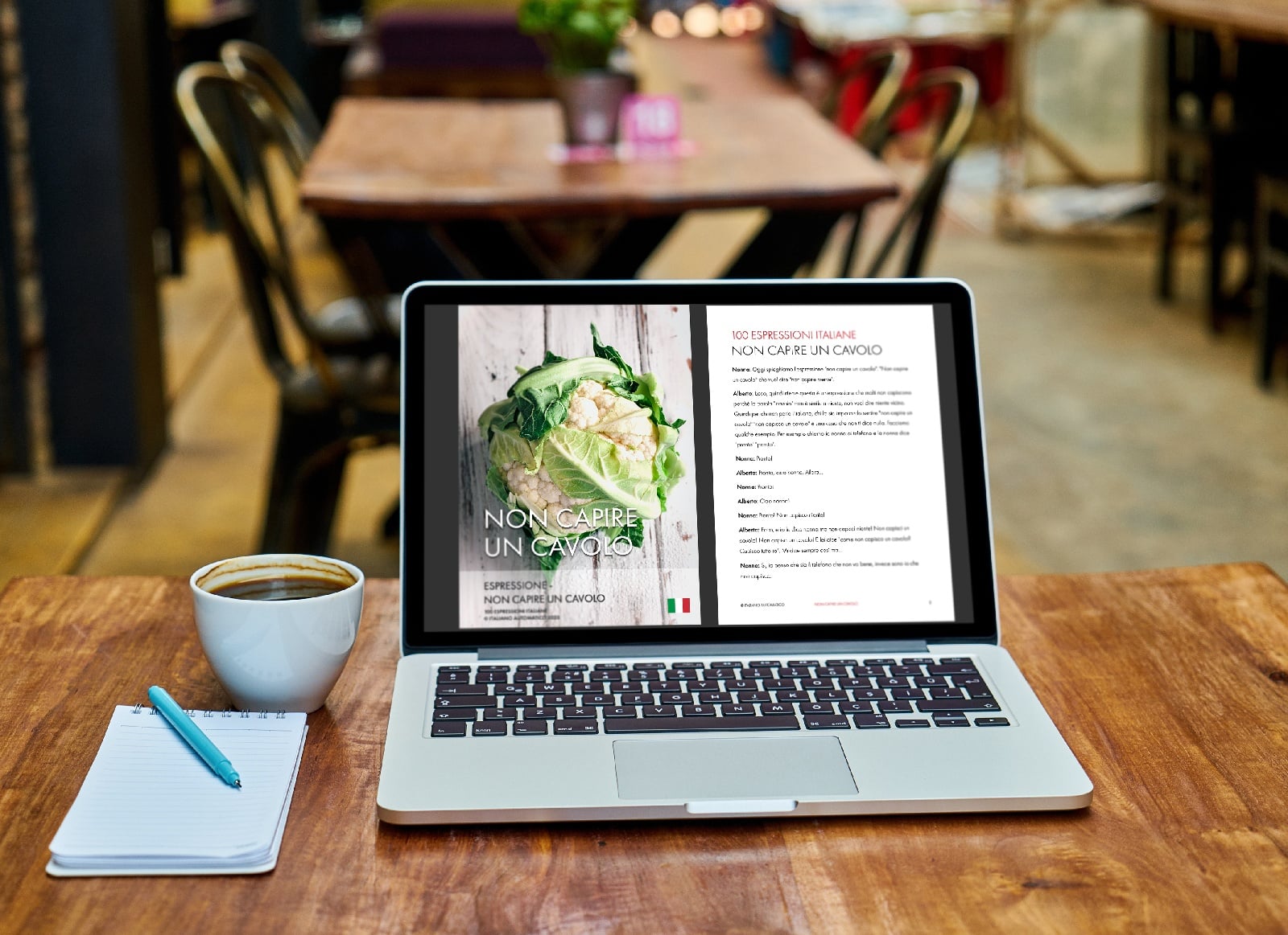 PDF di un'espressione del corso aperto su un portatile